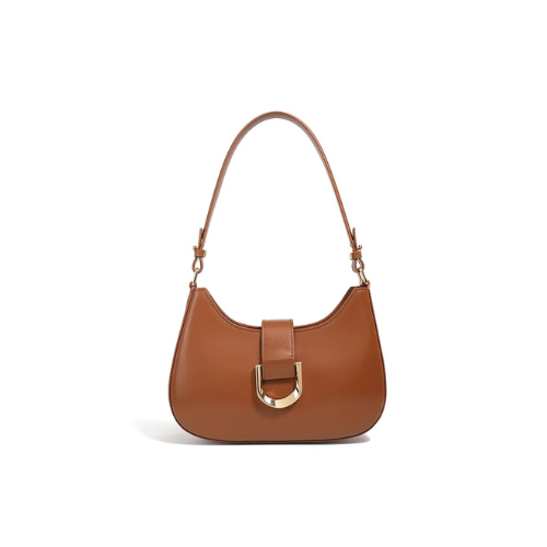 Bolsa de Ombro Curva com Fivela Dourada