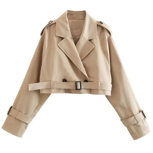 Blazer Cropped com Cinto de Fivela