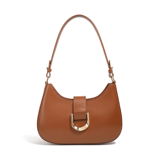 Bolsa de Ombro Curva com Fivela Dourada