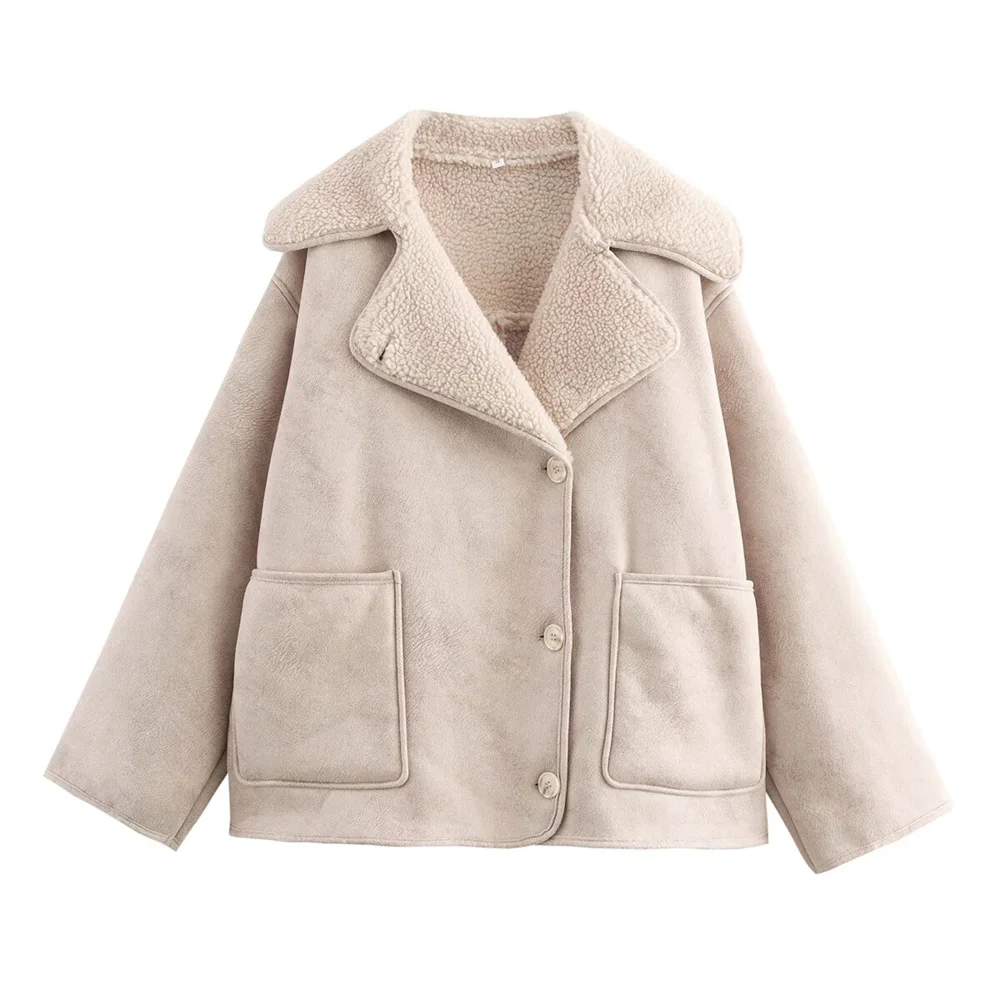 Casaco Forrado Oversized com Botões